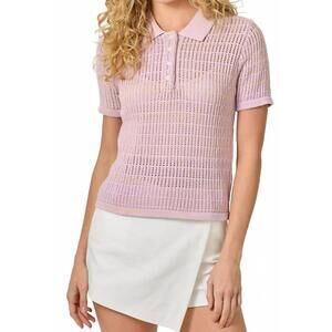 NEW MYSTREE perfect in polo sweater top in powder rose